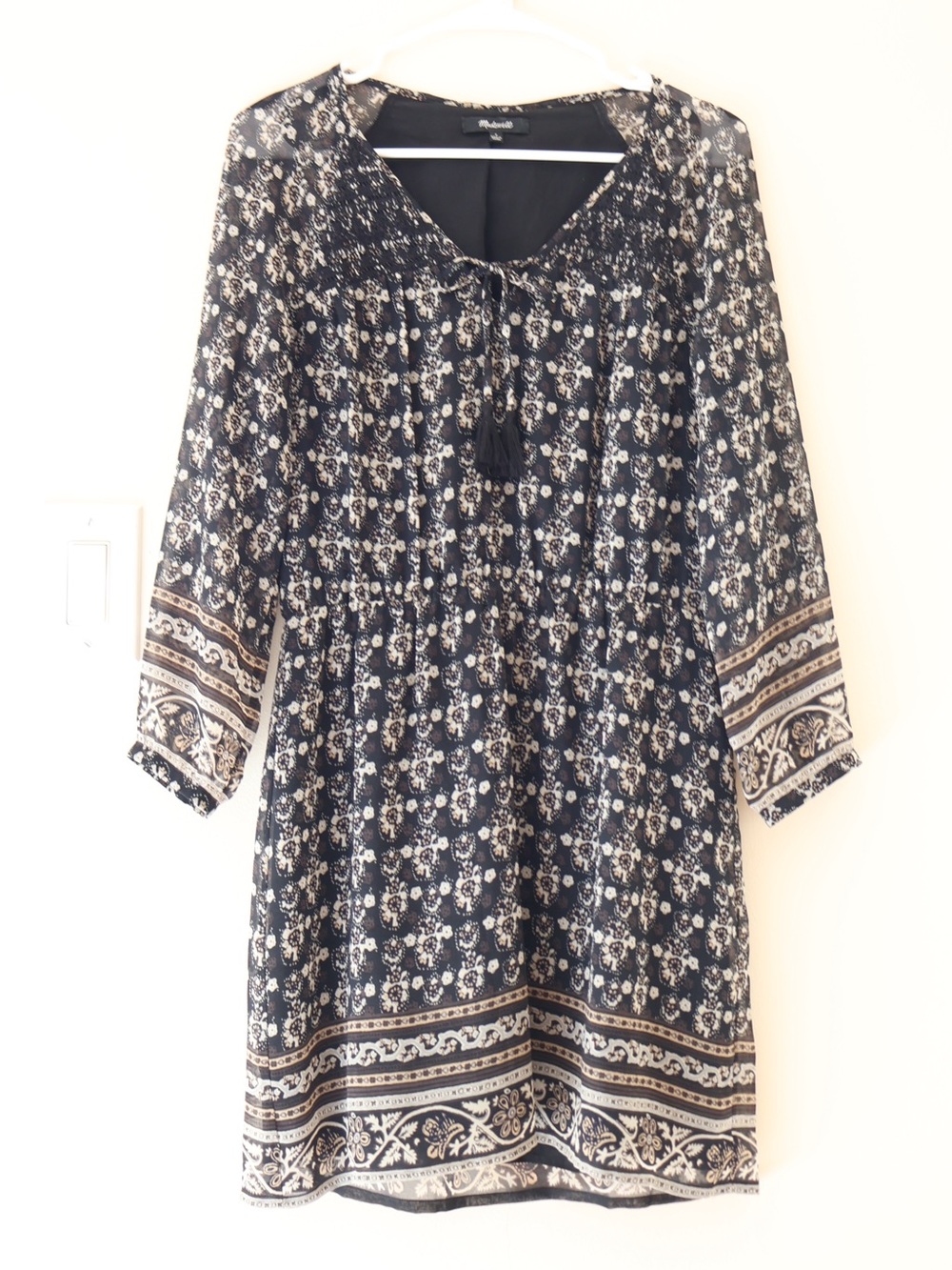 Madewell Flowy Gauzy Sheer Artisan Floral Woodland Dress Sz 2 Boho Western Indie